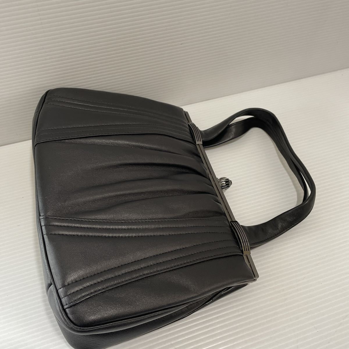 K124* unused original leather bulrush . formal bag black leather tote bag 