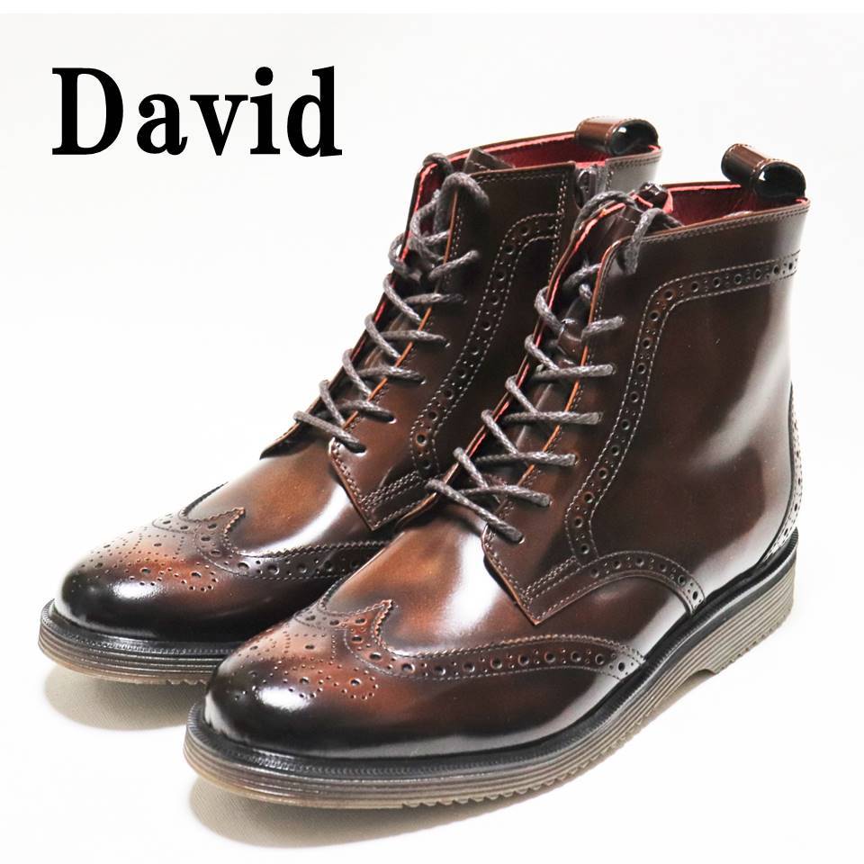 David デビッド》箱付新品 日本製 サイドジップ メダリオンウイング
