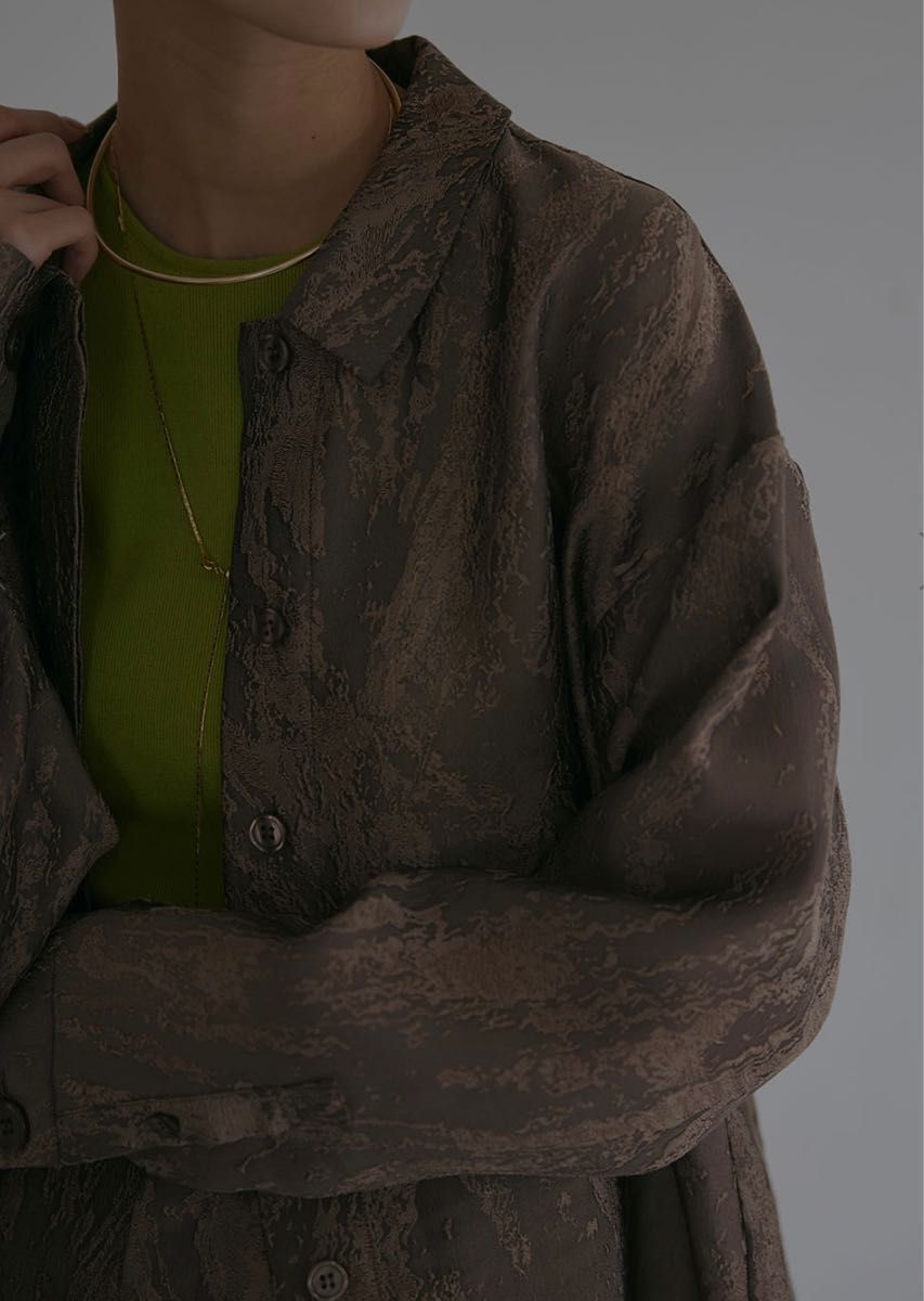 新品未使用】AMERI EMBOSS PATTERN SHEER SHIRT ブラウン|Yahoo