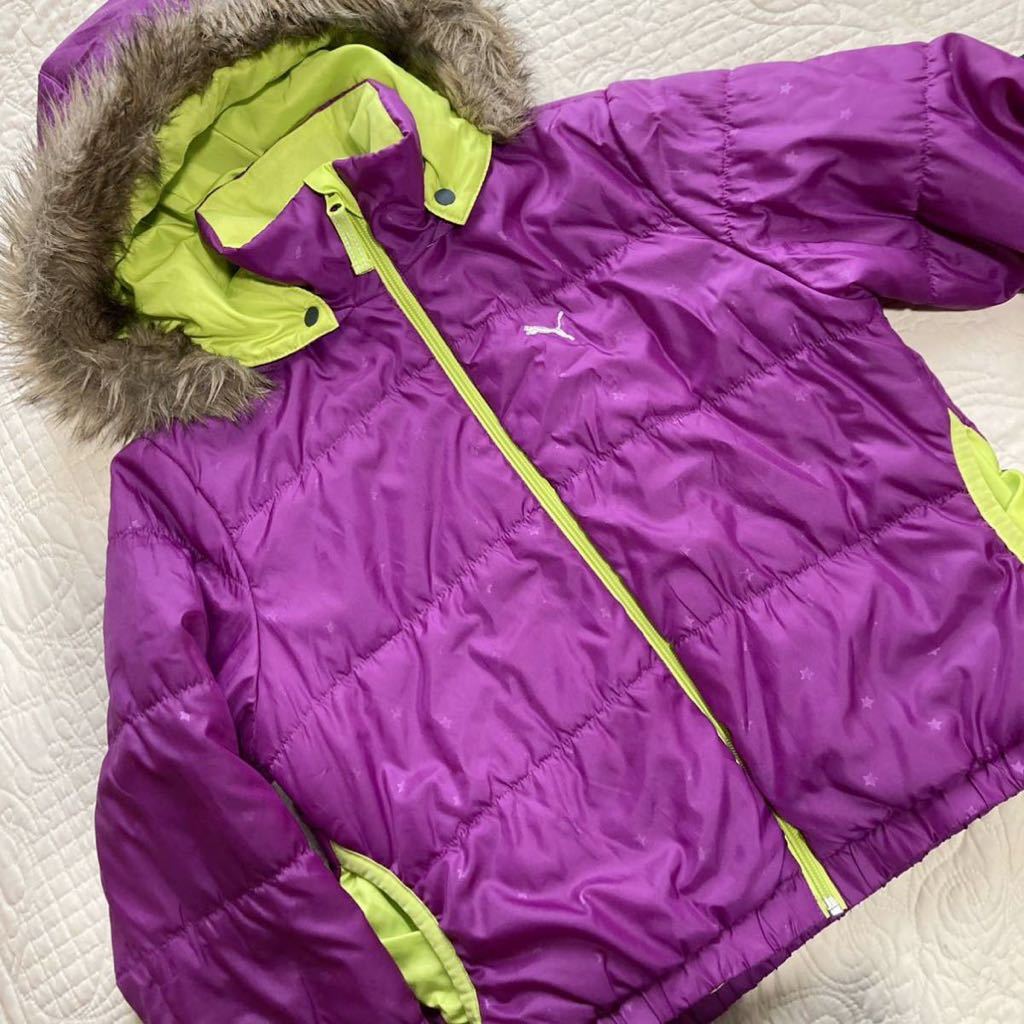 PUMA Puma down jacket Kids 150 purple purple down winter clothes child 145~155 beautiful goods 