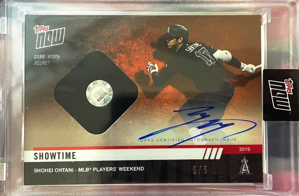 されており】 5枚限定!! 2019 Topps Now Shohei Ohtani On Card Relic