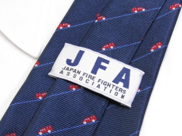 C 675 JFA 日本 ファイアー ファイトマン アソシエーション ネクタイ JFA JAPAN FIRE FIGHTERS ASS. 消防車 ロゴ柄ジャガードの画像3
