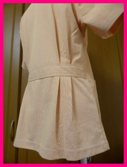  free shipping * nurse clothes / white garment tunic jacket M orange superfine stripe nagaire- Ben s Club [ actually . on site has been used used ]