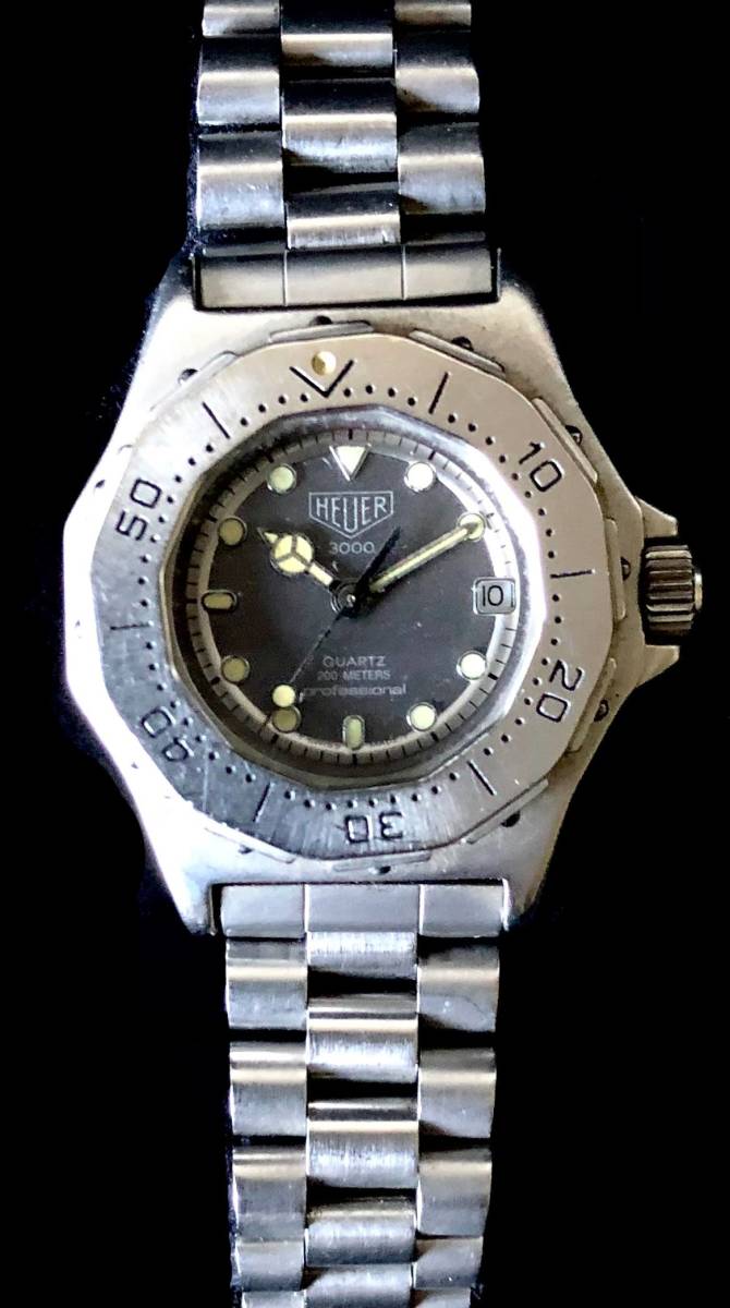 TAG HEUER タグホイヤー プロフェッショナル200m 932.208 スイス製 グレー系文字盤 デイト QZ レディース腕時計 電池交換済 動作品 中古