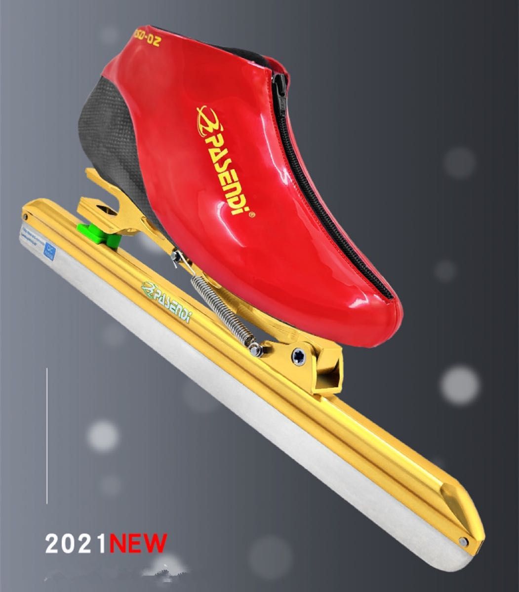 スピードスケート靴 ノーマル スケート 靴 マイクロファイバー カーボン構造 ブレードタイプ スラップ ブラックエッジカバー付き