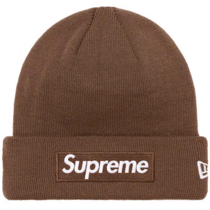 国内正規 新品 21AW Supreme シュプリーム New Era ニューエラ Box Logo Beanie ビーニー ニットキャップ ブラウン_画像1