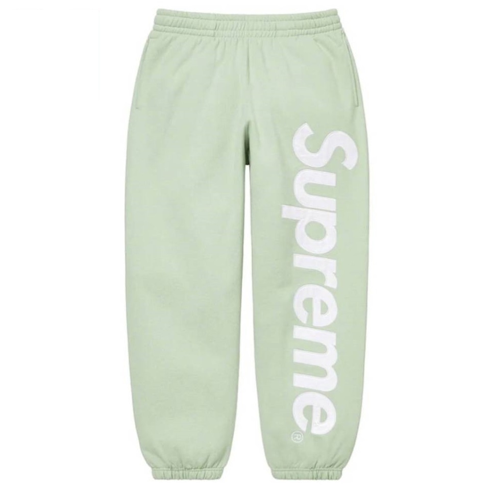 新品 22AW Supreme シュプリーム Satin Applique Hooded Sweatpant ロゴ スウェットパンツ ミント XL_画像1