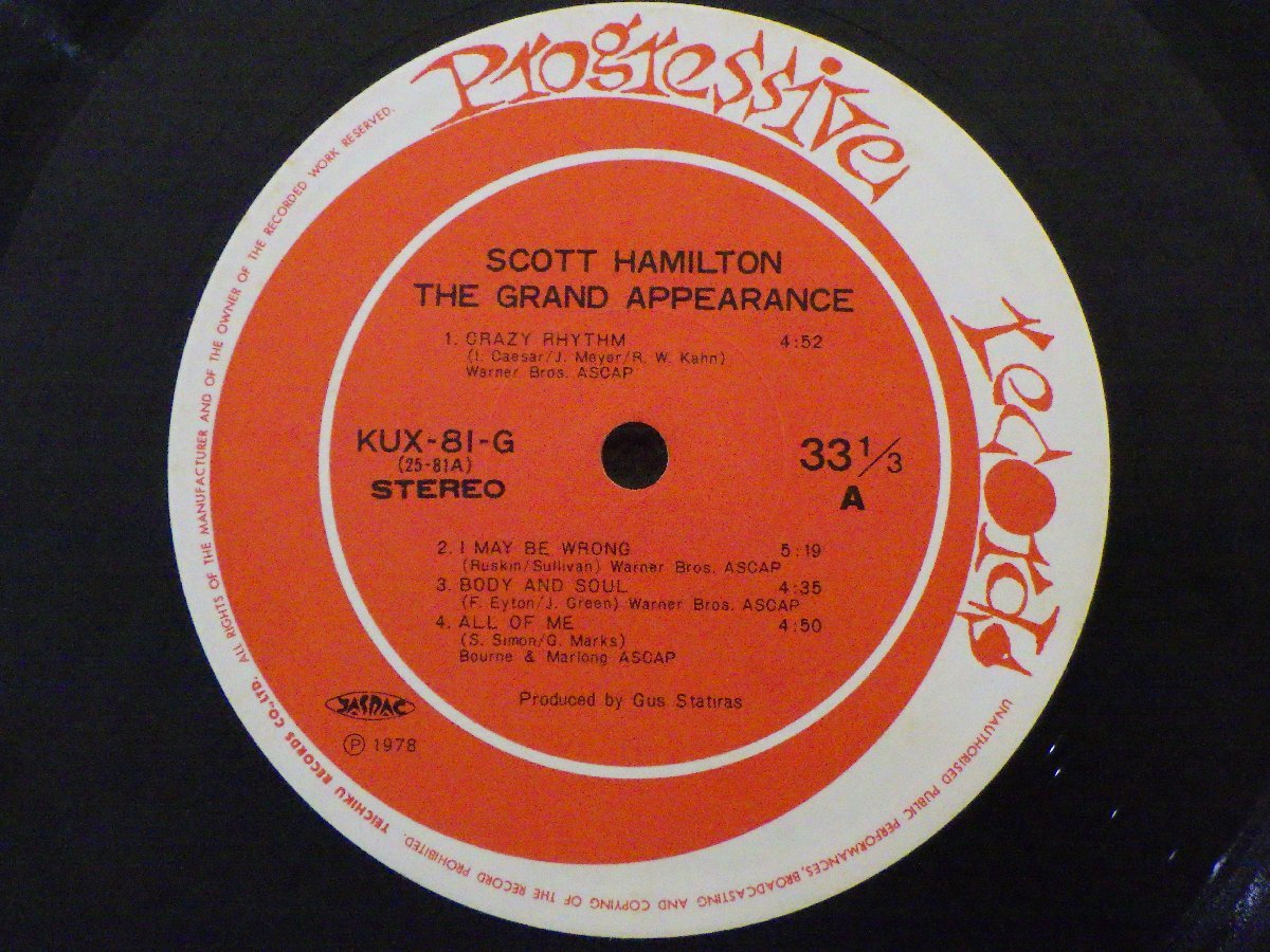 LP レコード 帯 SCOTT HAMILTON スコット ハミルトン THE GRAND APPEARANCE ザ グランド アピアランス 【E-】 D10214D_画像4