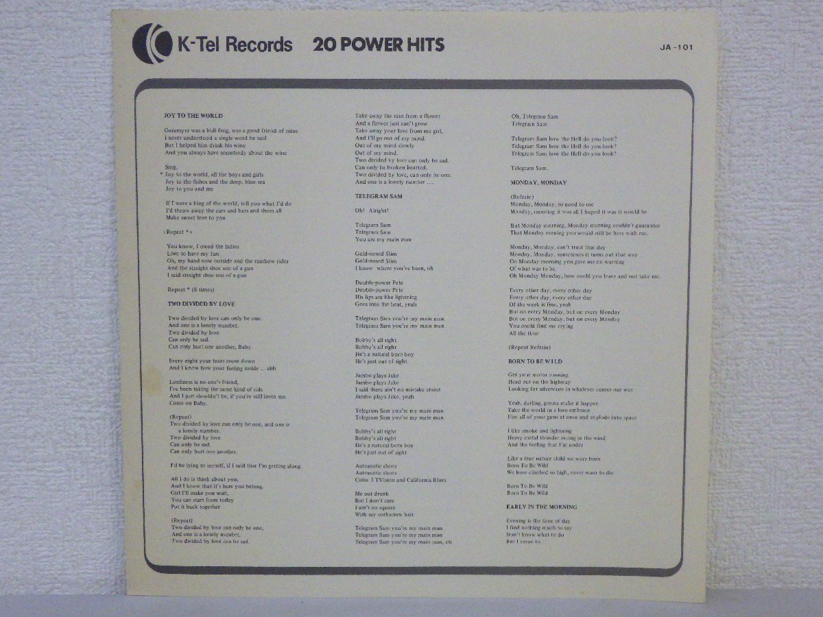 LP レコード THREE DOG NIGHT スリー ドッグ ナイト 他 20 POWER HITS 20 パワーヒット 【VG+】 E200D_画像6