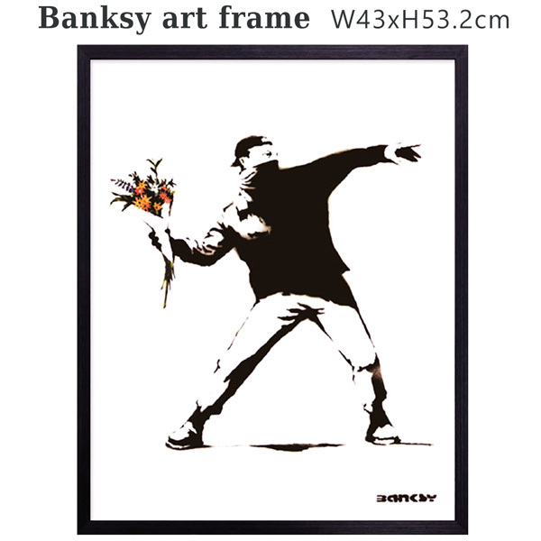 バンクシー アートポスター (モロトフ/花束/火炎瓶) Banksy フレームポスター ストリートアート グラフィティー 絵 複製画 代表作 有名作品_画像1