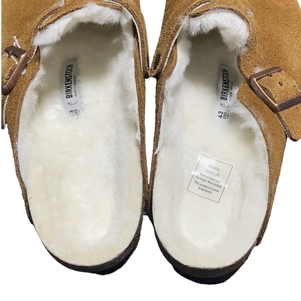 【新品】即決★BIRKENSTOCK ビルケンシュトック ★BOSTON ボストン ブラウン レザーサンダル ビルケン ボア モコモコ ミュール 43  スエード