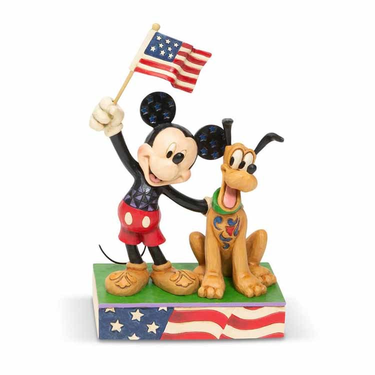 品質は非常に良い ミッキー&プルート ディズニー フィギュア アメリカンフラッグ レ Traditions Disney enesco 17.8cm その他