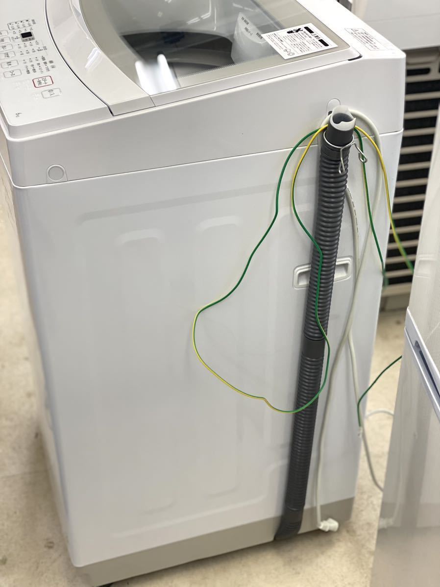 ホワイトブラウン NITORI 6kg 全自動洗濯機 フラットタイプ ガラス