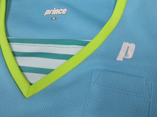 I2595：プリンス（prince）レディース テニスシャツ M ゲームシャツ半袖スポーツウェア/バトミントン/ブルー水色/WL4072_画像4
