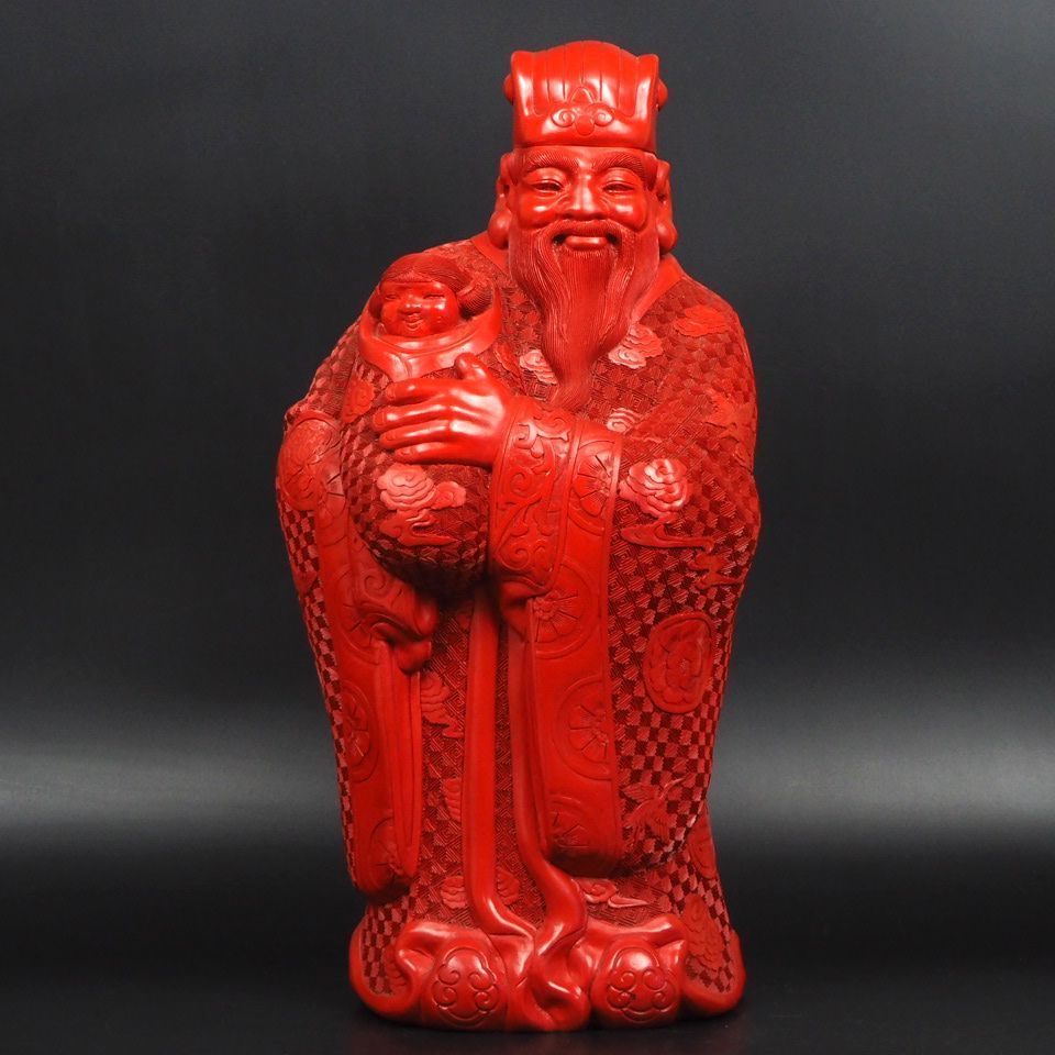 宅配便送料無料 時代大珍品 人物堆朱 高46ｃｍ 本物保証 中国古玩