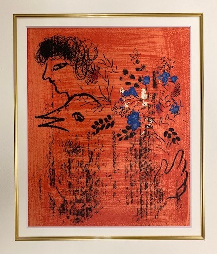 【特価】　≪　 マルク・シャガール 　≫　　オリジナルリトグラフ【 石版画 】 　 1960年 　 BOUQUET WITH BIRD　　MARC　CHAGALL