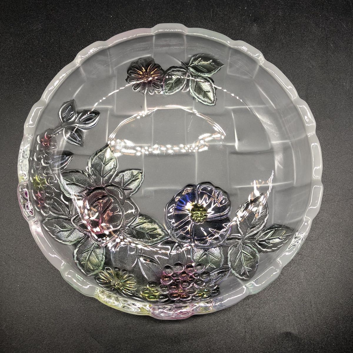 美品 ガラス小皿 5客セット 銘々皿 曽我ガラス 曇りガラス 工芸品 強化硝子 日本製 小鉢 銘々皿 G13-8の画像5