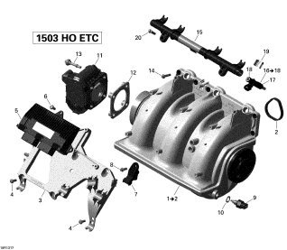 SEADOO GTX LTD iS 260'13 OEM section (Air-Intake-Manifold-And-Throttle-Body-1) parts Used [S4455-05]_画像3