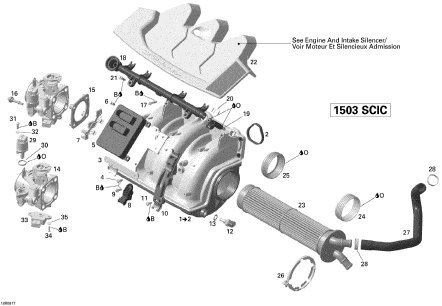 SEADOO RXT 215'08 OEM section (Air-Intake-Manifold-And-Throttle-Body-V1) parts Used [X2206-36]_画像3