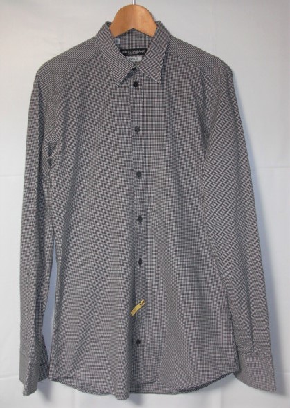 yu. packet including carriage *SALE! Dolce and Gabbana men's * check pattern long sleeve shirt * size 37*USED genuine article. 