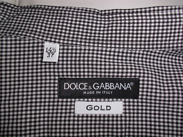 yu. packet including carriage *SALE! Dolce and Gabbana men's * check pattern long sleeve shirt * size 37*USED genuine article. 