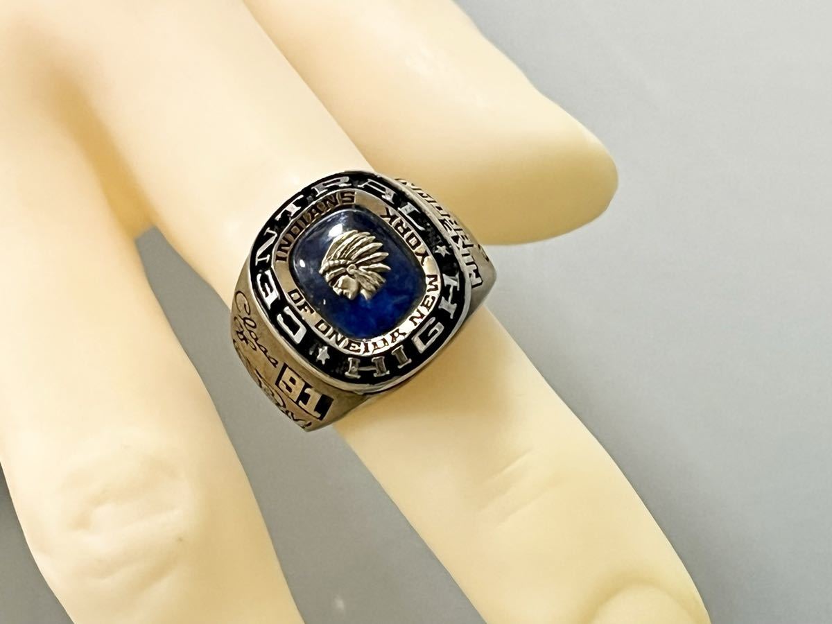 代購代標第一品牌－樂淘letao－ 激レア カレッジリング 10金メッキ10Kgf 指輪21号 青 メンズ 1991年 ブルー インディアン ゴールド