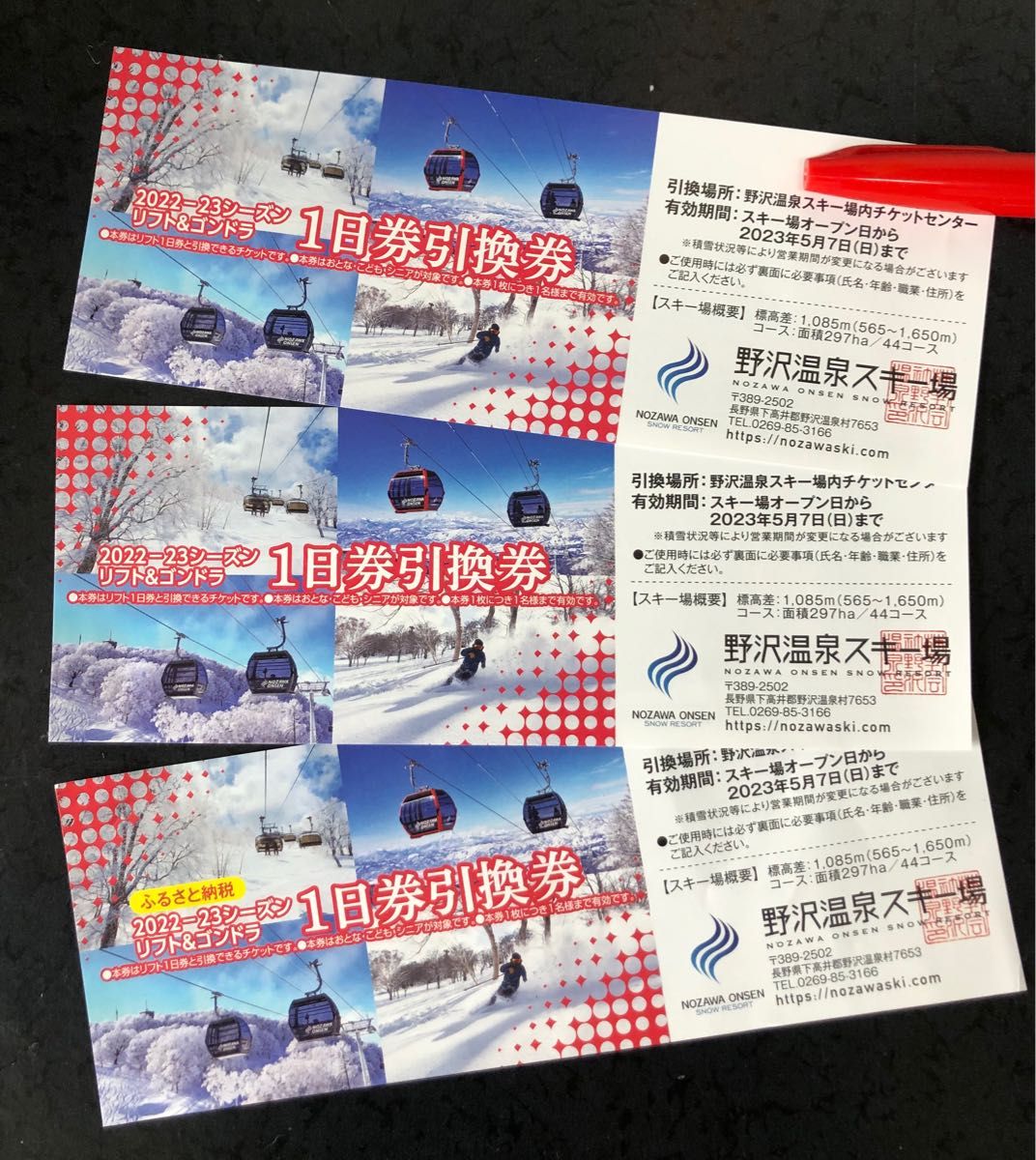 野沢温泉スキー場 2022-2023シリーズ リフト&ゴンドラ1日券引換券 5枚