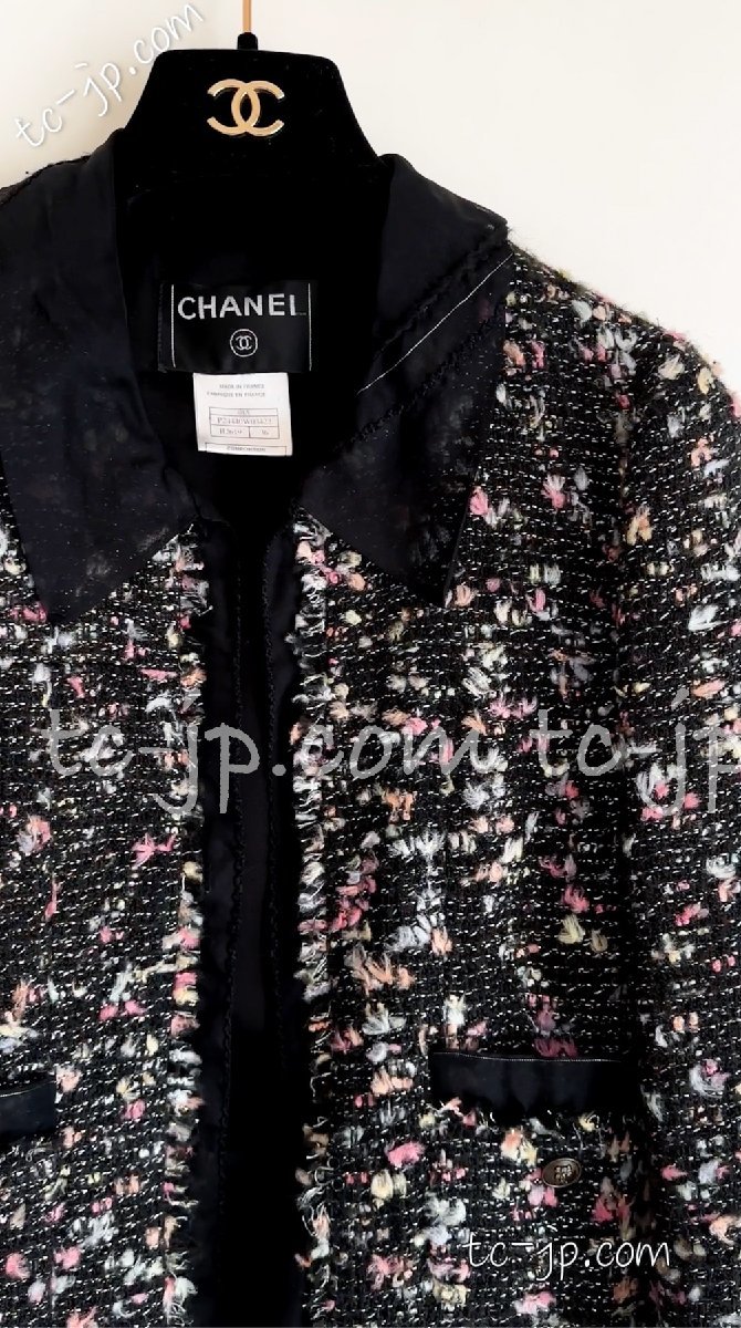 シャネル ジャケット CHANEL ブラック・マルチカラー・ツイード F36_画像3