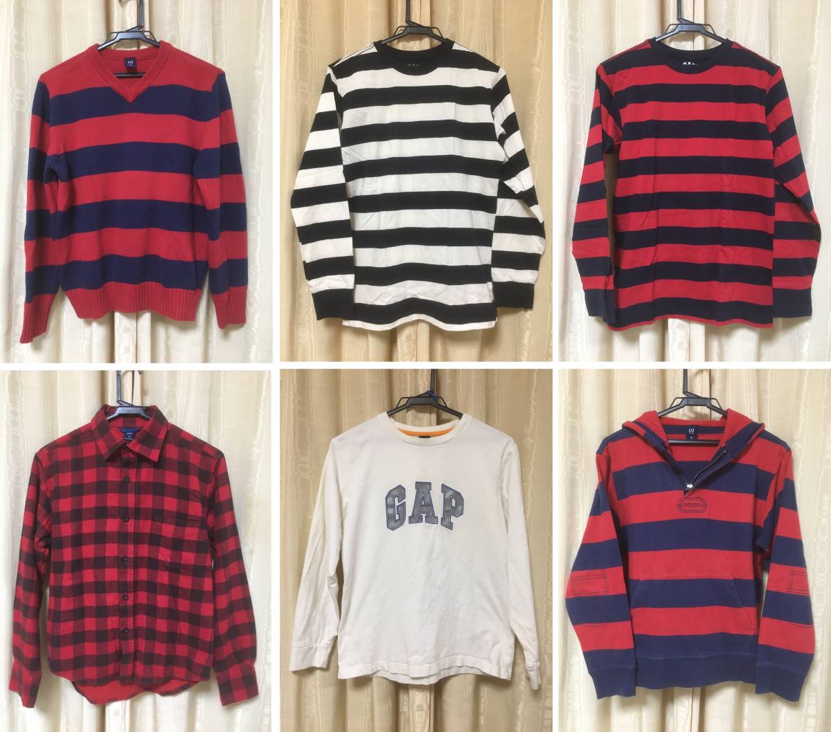 【USED】GAP KIDS／ギャップ キッズ 160サイズ 長袖各種６枚セット（セーター、ロンＴ、フランネル、パーカー） の画像1