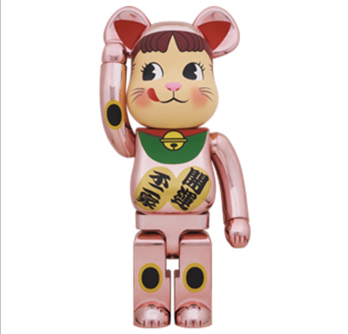 MEDICOM TOY BE@RBRICK 招き猫 ペコちゃん 桃金メッキ 1000% メディコムトイ ベアブリック 未使用_画像1