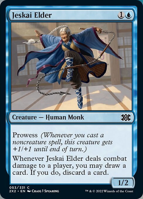 MTG ■青/英語版■ 《ジェスカイの長老/Jeskai Elder》★FOIL★ ダブルマスターズ2022 2X2_画像1