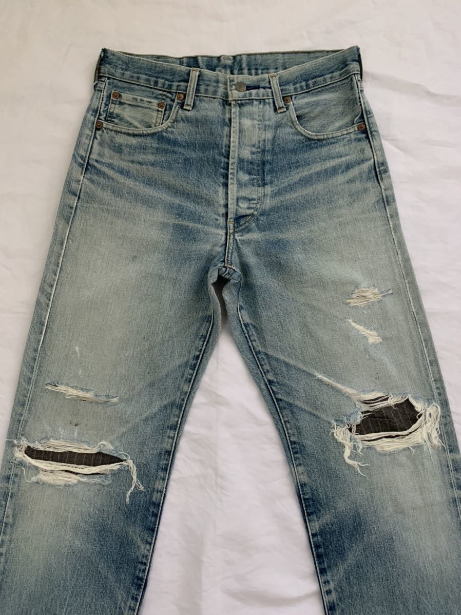 【送料無料】Levi's リーバイス503B XX ダメージ　リペア加工デニム　W31 赤耳　日本製　ビッグE ジーンズ　90s