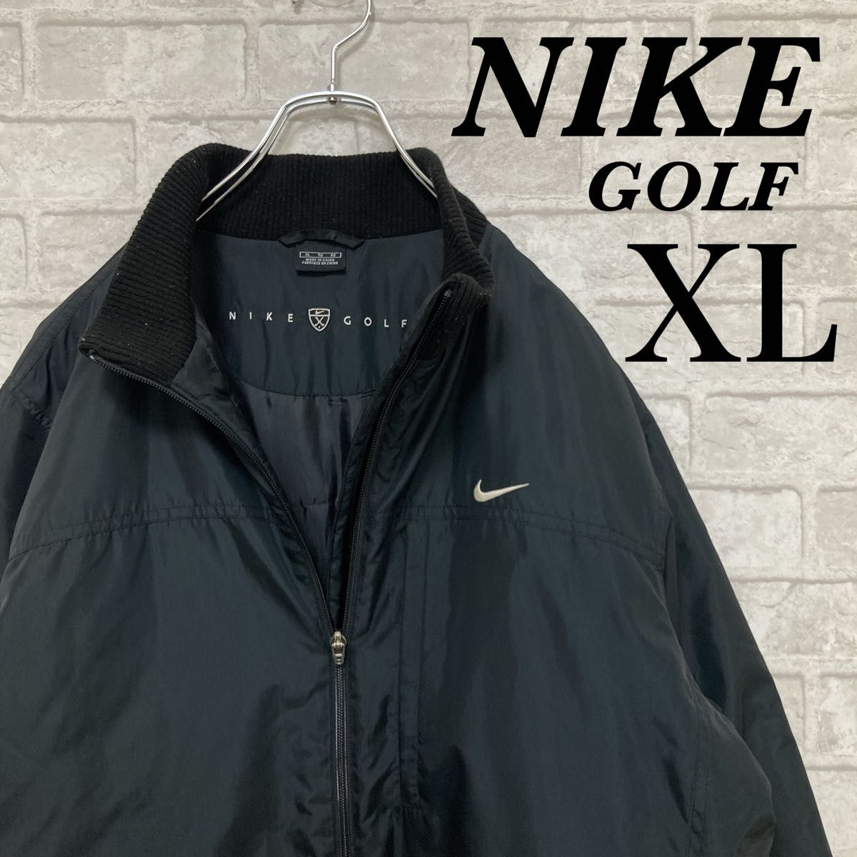 90s NIKE GOLF ナイキ ナイロン 中綿 ジャケット ブルゾン 黒 XL