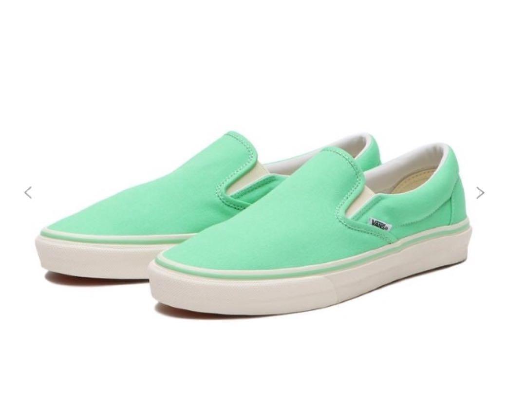 2.新品 vans バンズ レディース スリッポン スニーカー 緑 24.0