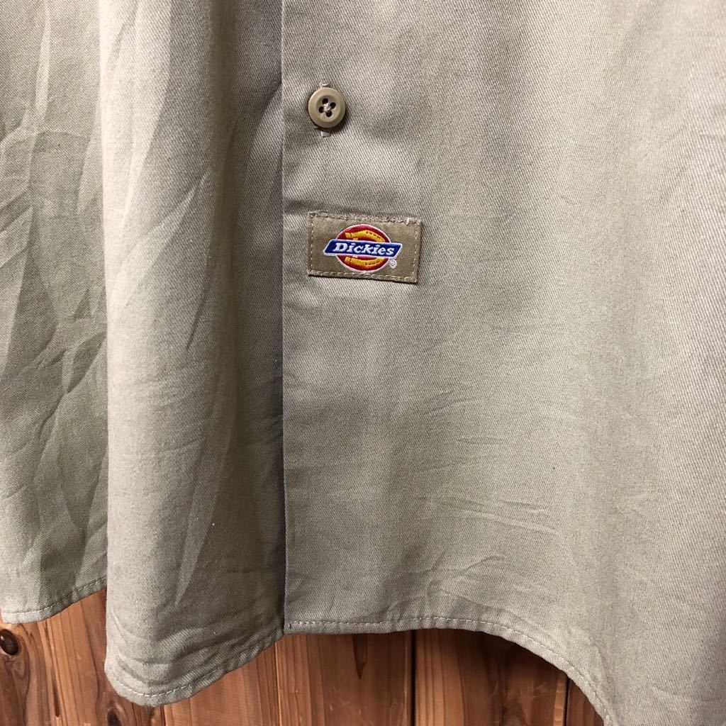 Dickies◇ディッキーズ /メンズ2XL ワークシャツ トップス 長袖シャツ ポリコットン 無地 二つポケット 作業 アメカジ ミリタリー USA古着_画像4