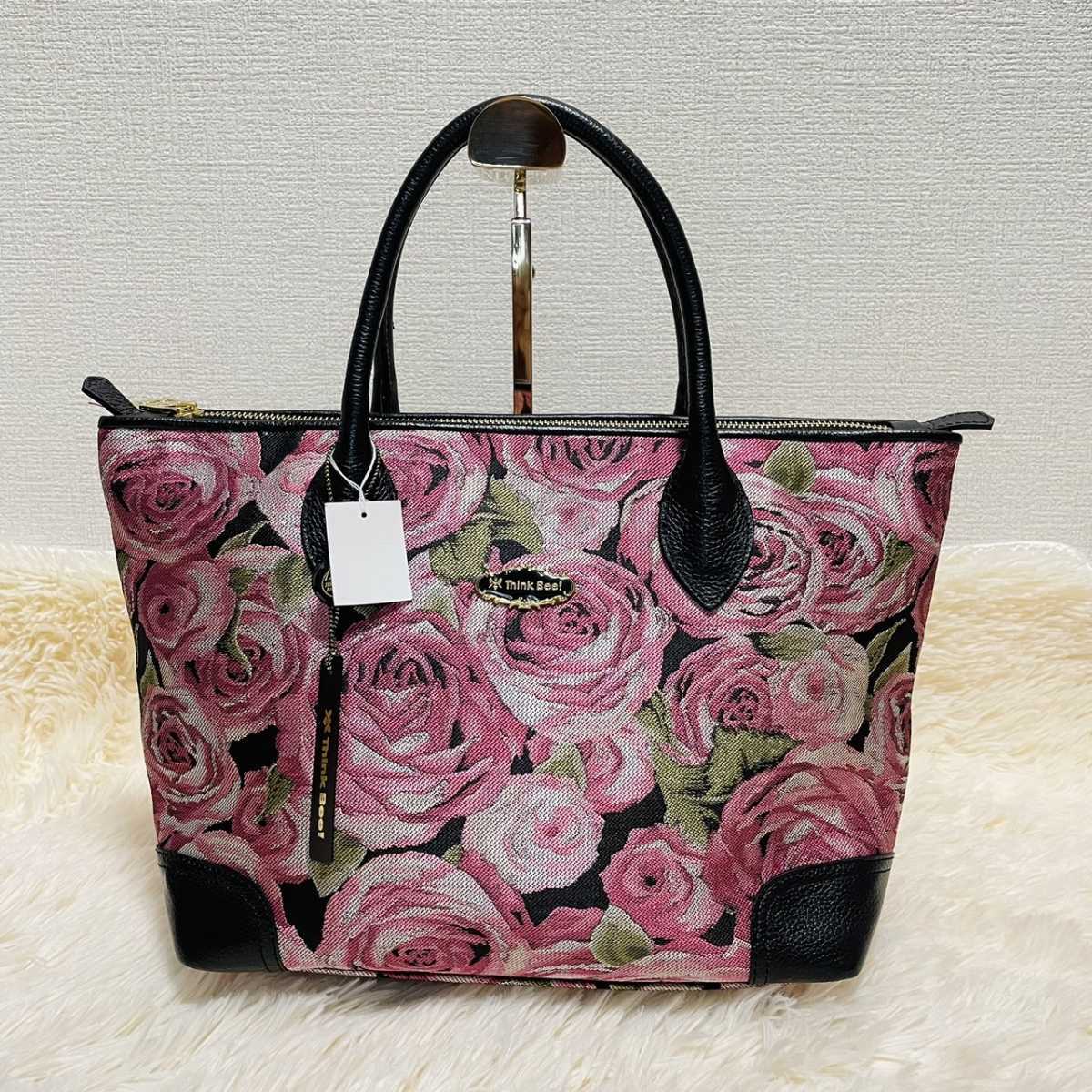 新品】Think Bee! シンクビー 薔薇柄 花柄 トートバッグ-