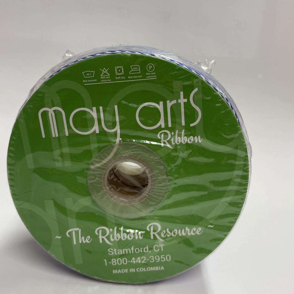 新品　リボン　ブルー　may arts テープ　布　キャンバス 38mm ストライプ_画像2