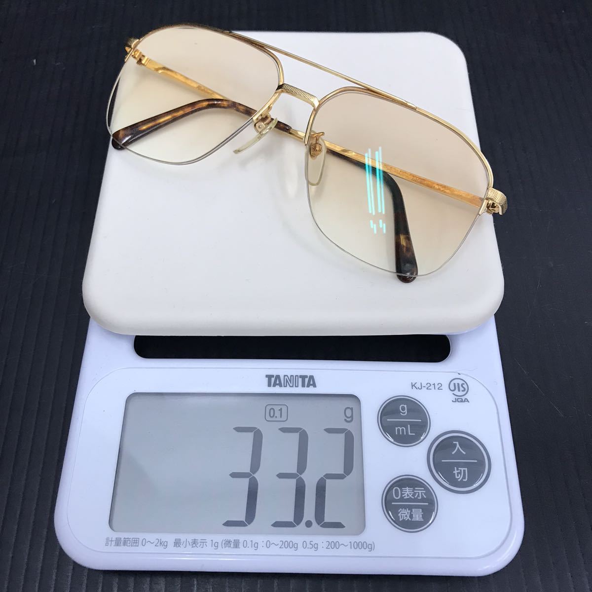 220c7)眼鏡 べっ甲 K18 18金 フレーム 総重量約33.2g RUBIANT
