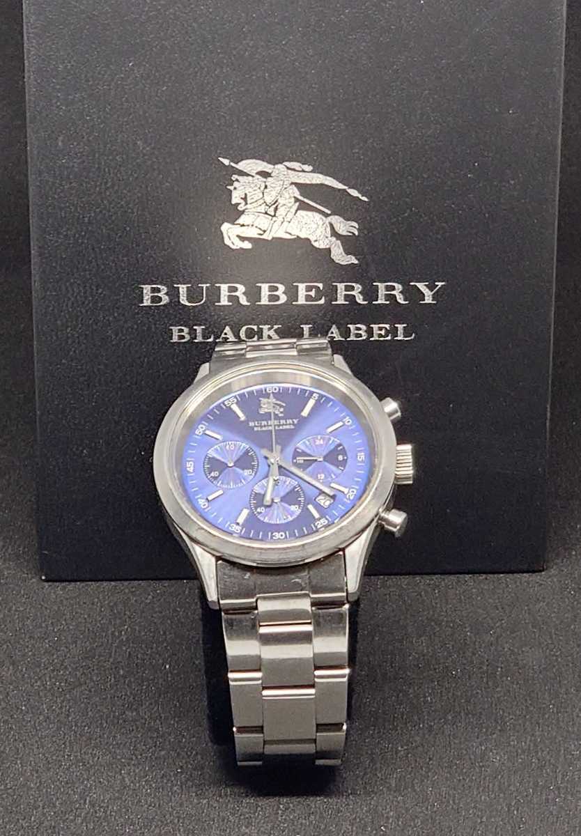 バーバリーブラックレーベル 腕時計 クロノグラフ ブルー文字盤 クォーツ 送料無料！