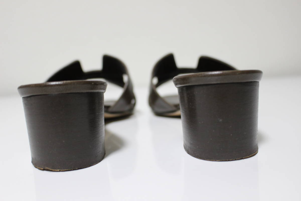 4063 美品 本物 HERMES エルメス オアジス Hモチーフ レザー サンダル
