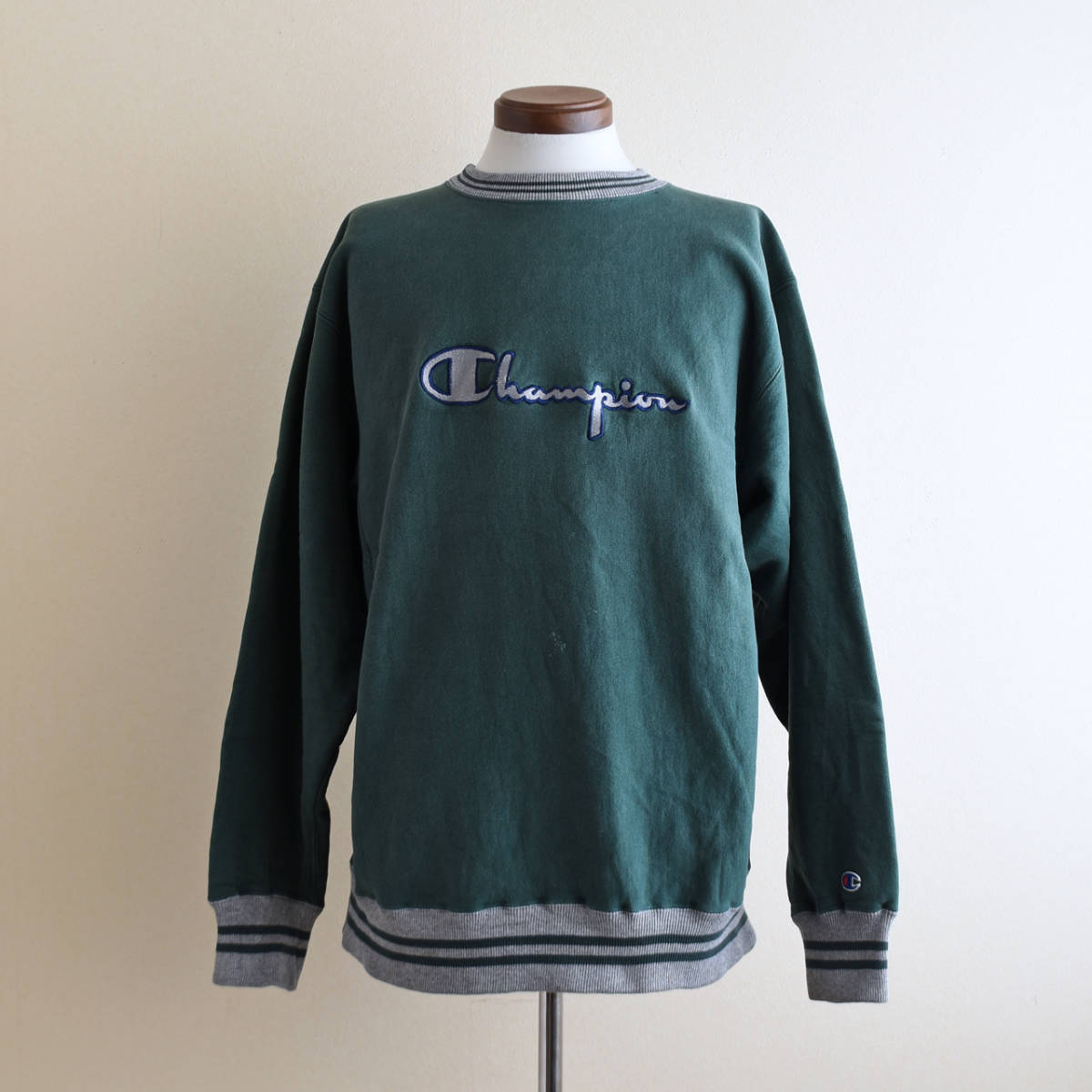 90s Champion リバースウィーブ MADE IN USA リブライン 表記XL 緑 刺繍タグ / REVERSE WEAVE チャンピオン  ビンテージ スウェット 古着