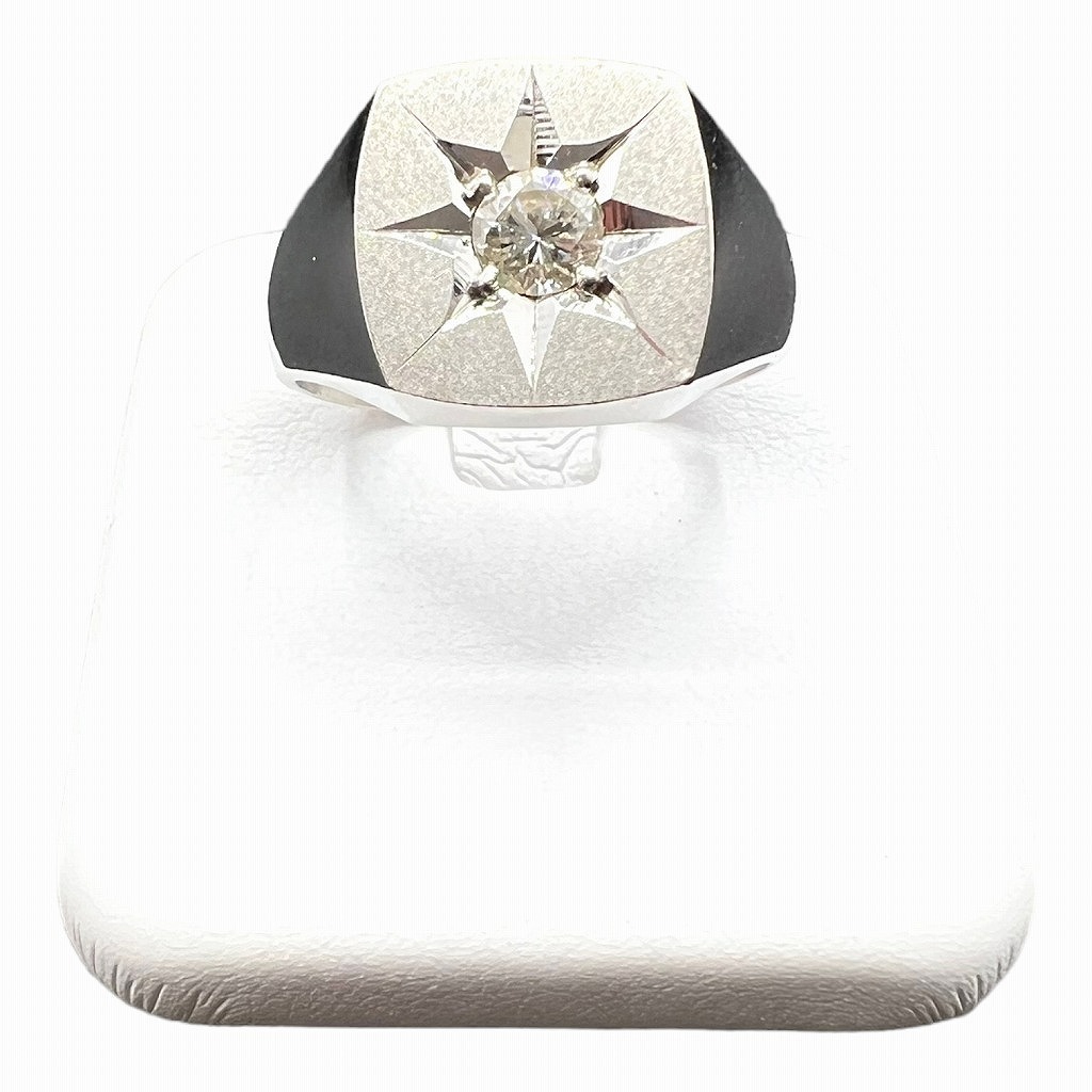 女性が喜ぶ♪ pt900 印台リング ダイヤモンド プラチナ D0.35ct 【中古