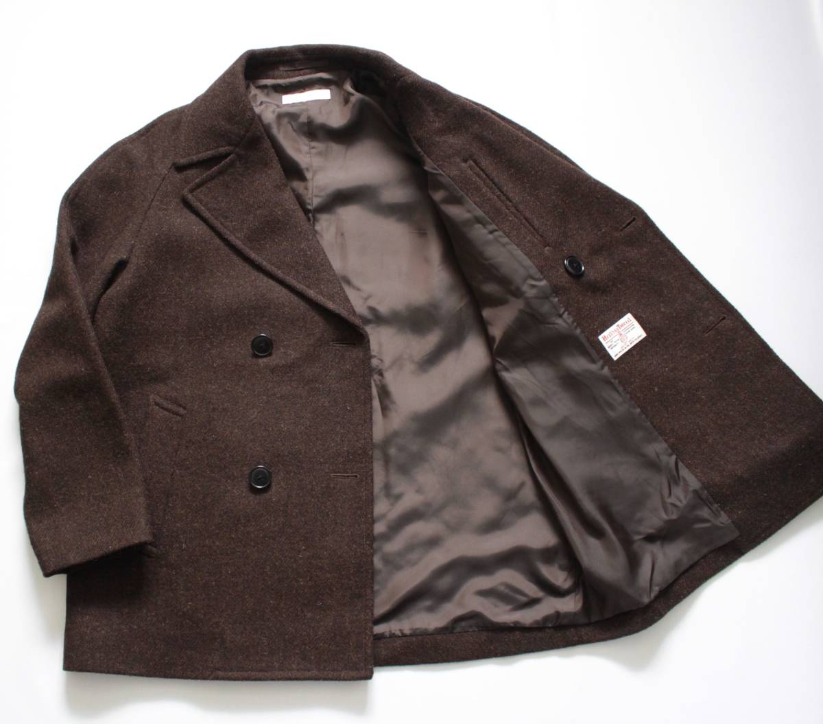 【 BRACTMENT ブラクトメント 】ハリスツイード アルスター コート 40/ワイドサイズ 32251392477 定価\46,200 英国 HARRIS TWEED ダブル 茶_画像6