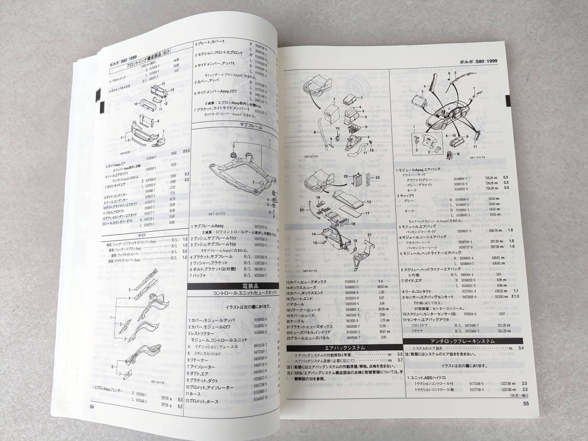 翼システム　板金見積・ガイドブック　日本語版　1999年版　ボルボ版　収録車種C70/S70/V70,S80,850,940,960.S90,V90 VOLVO_画像7