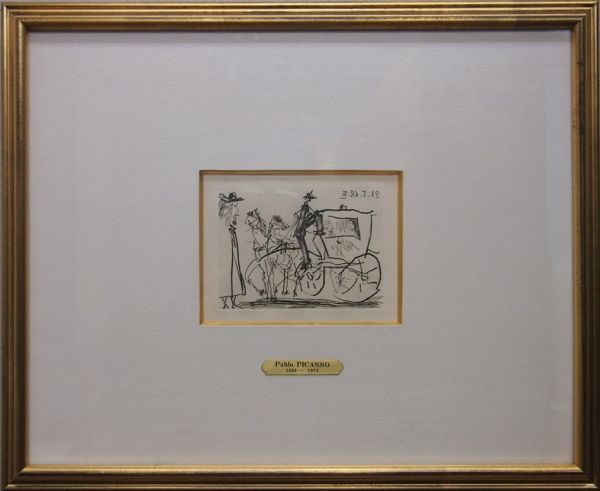 【真作保証】パブロ・ピカソ ラ・セレスティーヌより 馬車 銅版画 エッチング 347シリーズ 1968,5,21作 Pablo Picasso 晩年の連作 HG-4
