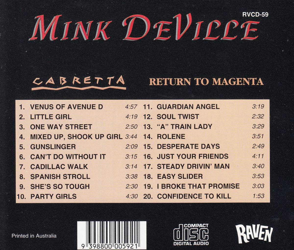 国 Mink DeVille ミンクデヴィル Cabretta / Return To Magenta 帯付 Jニーチェ◆規格番号■VSCD-1356◆送料無料■即決●交渉有_画像2