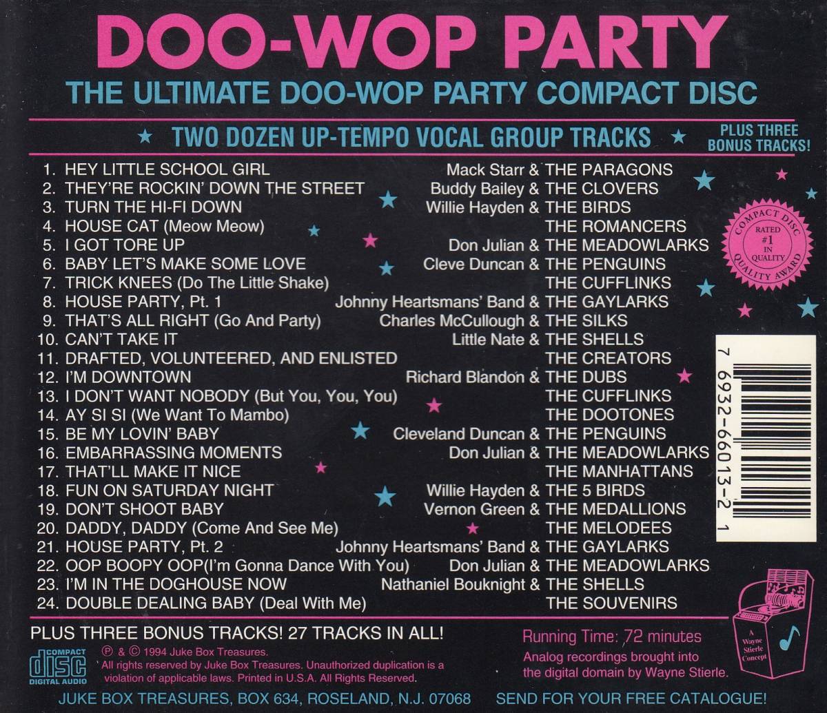 輸 Various The Ultimate Doo-Wop Party Compact Disc Volume One◆規格番号■JBT-6013◆送料無料■即決●交渉有_画像2