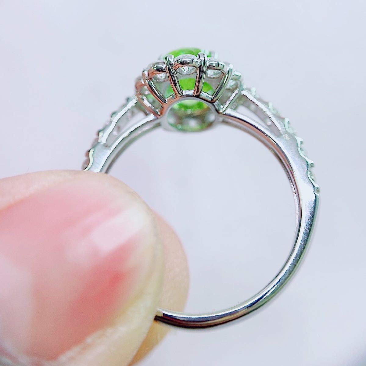 ☆1.39ct☆✨ペリドット0.95ctダイヤモンドプラチナリング指輪 | www
