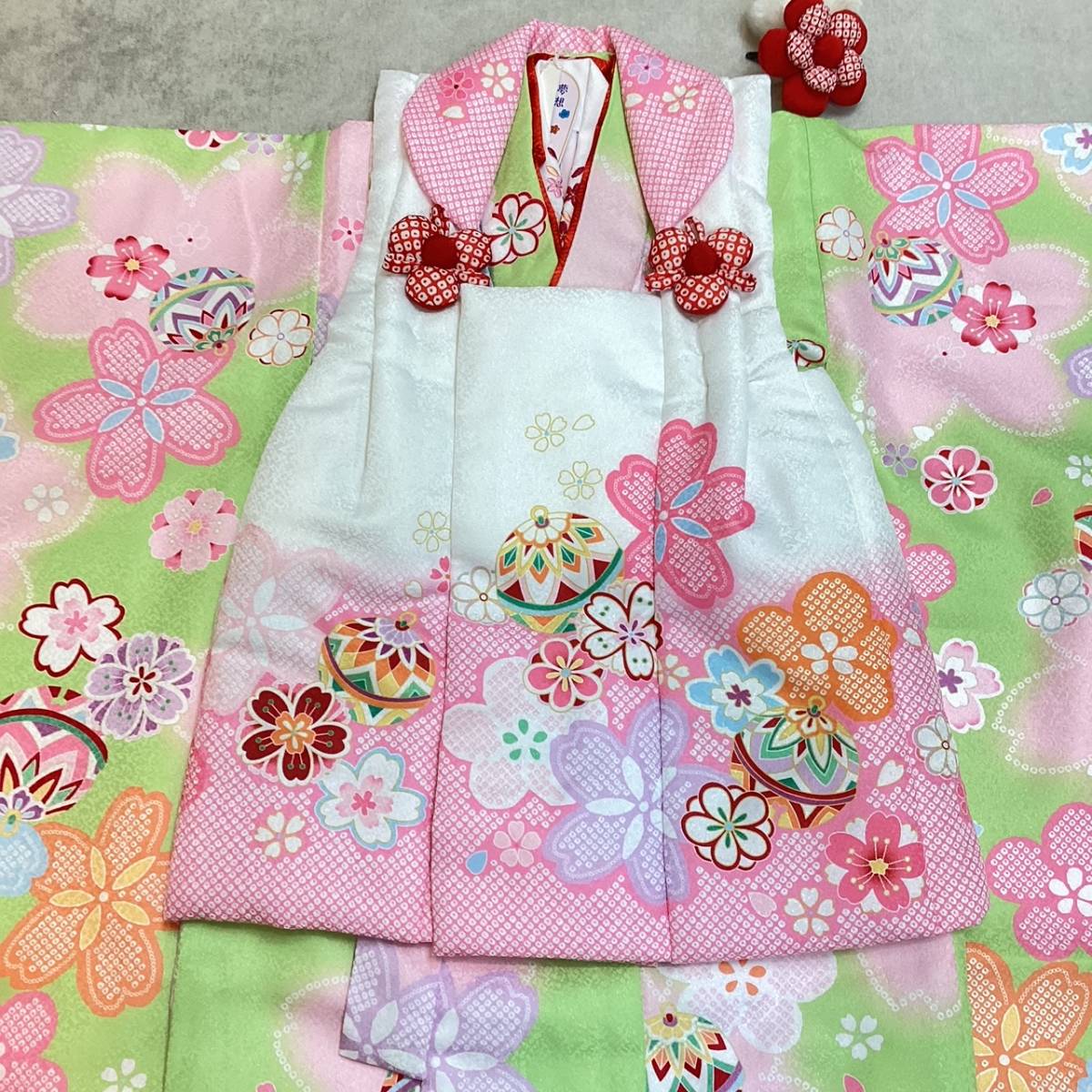 七五三 着物 3歳 被布・着物7点セット 友禅柄 花柄 新品 mi519 | www