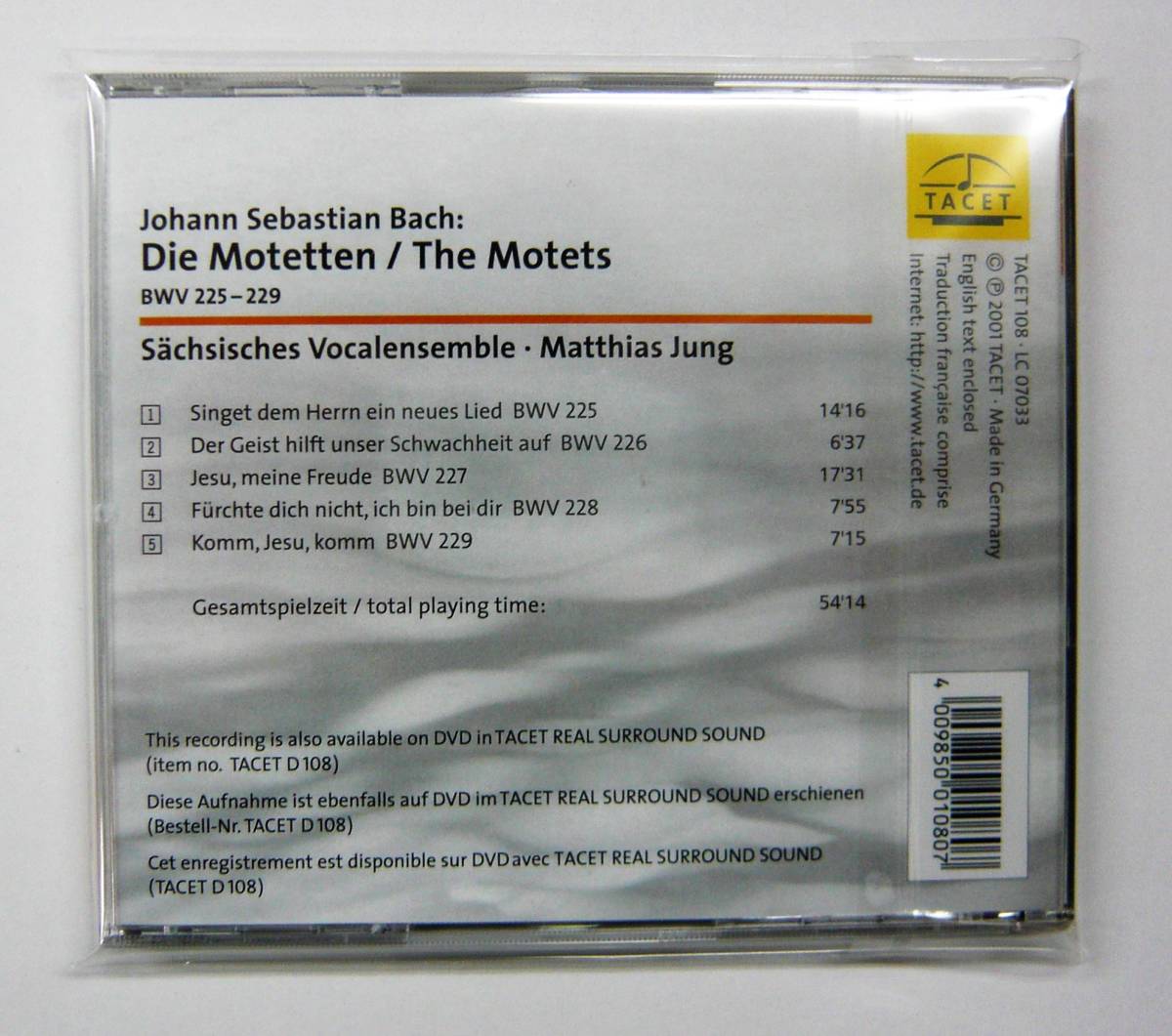 【未開封】TACET　 J.S.Bach 　Die Motetten / The Motets　-Sachsisches Vocalensemble-　TACET-108